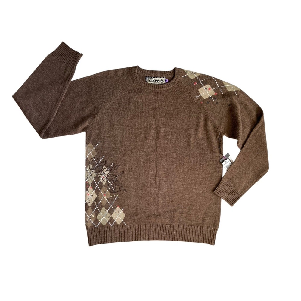 Vintage Y2K Billabong Argyle Wool Blend Sweater Mens Size XL Brown Surfer Skater